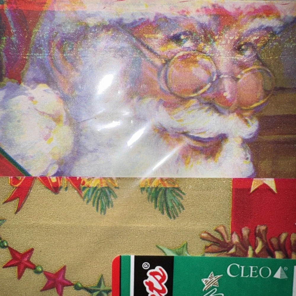 (2) 50sft VTG Cleo Wrapping Paper Christmas 8 Sheets/designs Santa Ornaments NOS